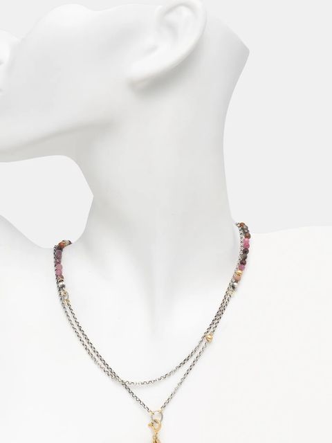 Answear.LAB naszyjnik z rubinem i turmalinem, ręcznie wykonany ze srebra pokrytego złotem - zdjęcie produktu nr 2