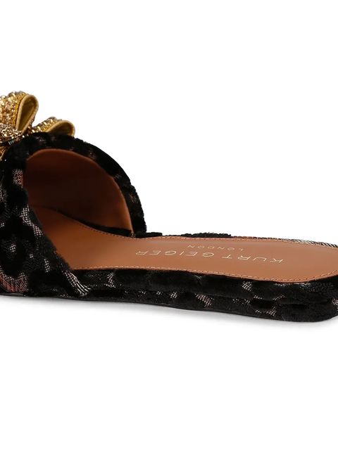 Kurt Geiger London klapki Kensington Bow Flat Sdl damskie kolor czarny 655735689