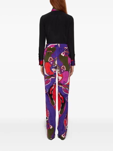 PUCCI orchid-print straight velvet trousers - Purple