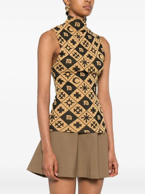 Nanushka geometric-pattern sleeveless top - Black