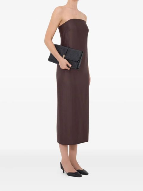 LouLou de Saison Giulia striped bustier midi dress - Brown