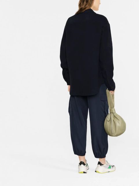 Jil Sander flocked-monogram wool jacket - Blue