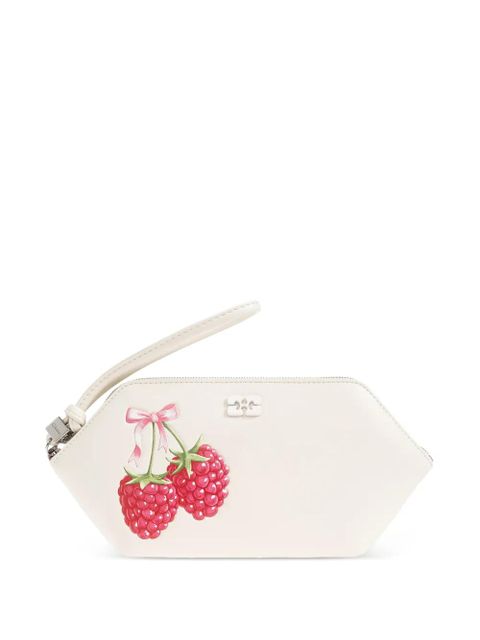 GANNI raspberry-print wristlet clutch bag - Neutrals - zdjęcie produktu nr 1