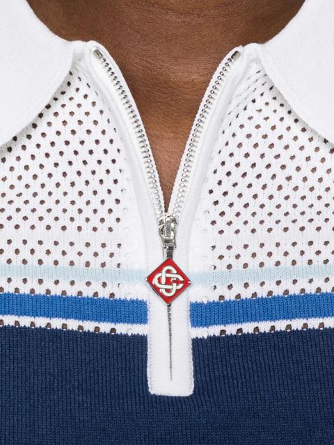 Casablanca striped zip polo shirt - White