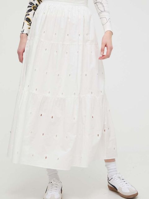 Desigual spódnica bawełniana VICENZA kolor biały maxi rozkloszowana 24SWFW05