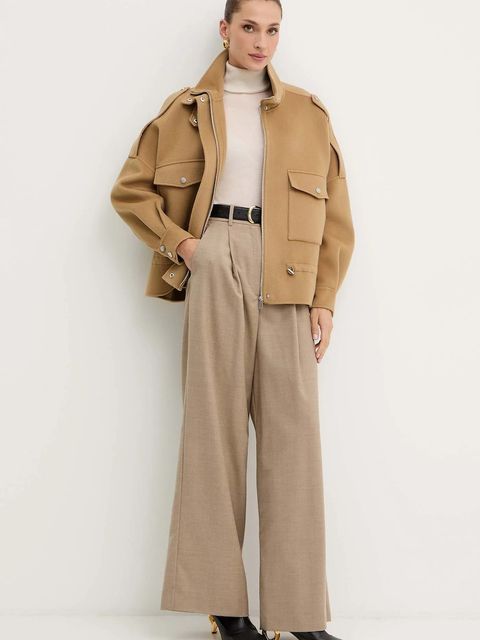 Pinko kurtka z dodatkiem wełny kolor beżowy przejściowa oversize 105341 A2XM