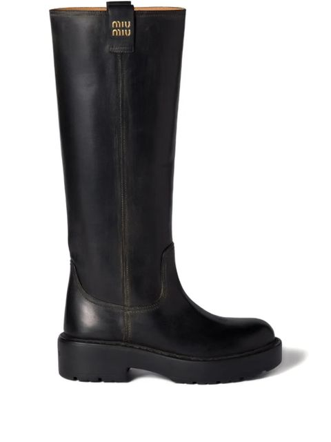 Miu Miu leather boots - Black - zdjęcie produktu nr 1