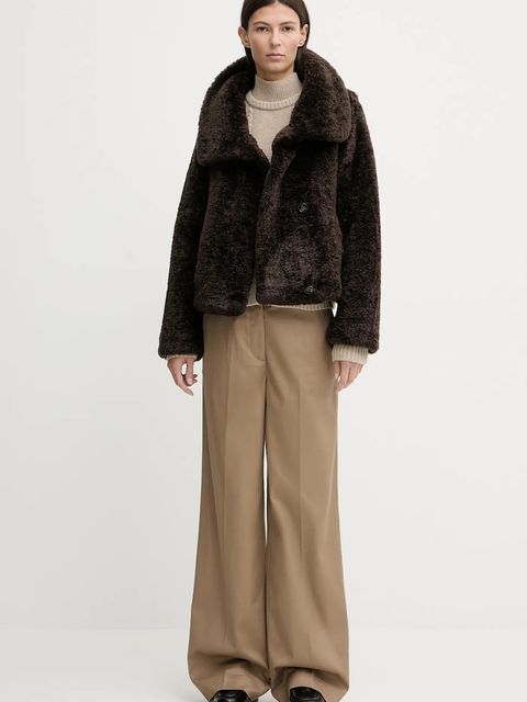 Marc O'Polo spodnie damskie kolor beżowy szerokie high waist 600001910009 - zdjęcie produktu nr 2