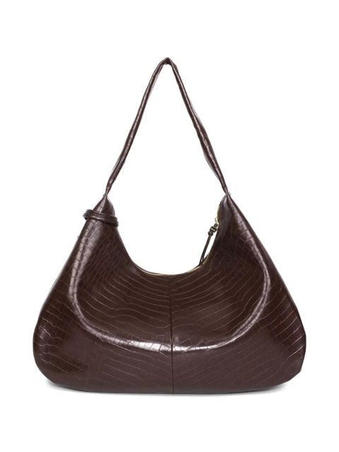GANNI crocodile-embossed shoulder bag - Brown