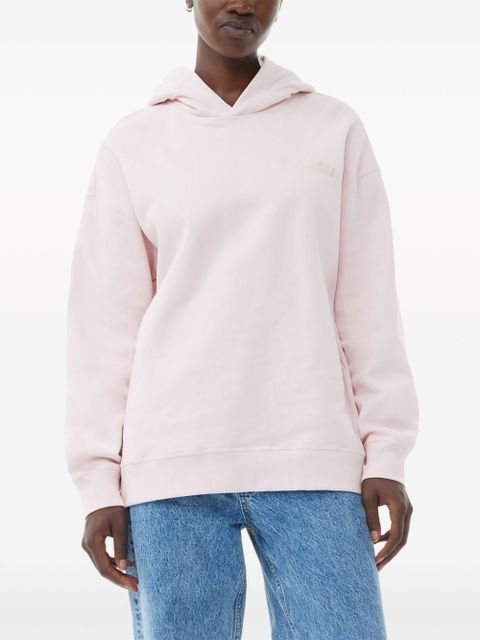 GANNI logo-print cotton hoodie - Pink