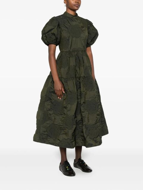 Cecilie Bahnsen Kelly puff-sleeve tiered midi dress - Green