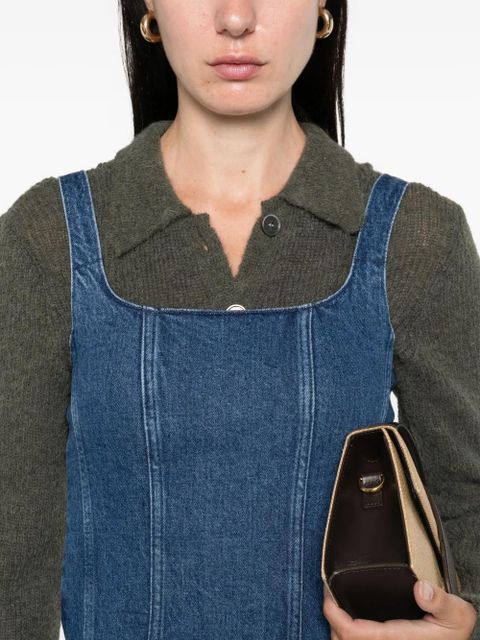 Maje square-neck denim mini dress - Blue