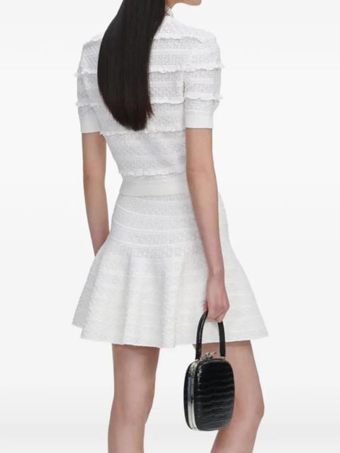 Self-Portrait jewel-button pointelle-knit top - White