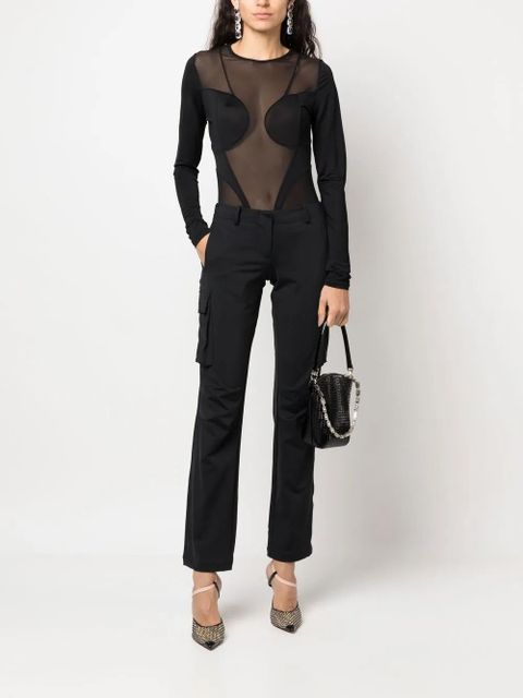Balmain semi-sheer panelled top - Black