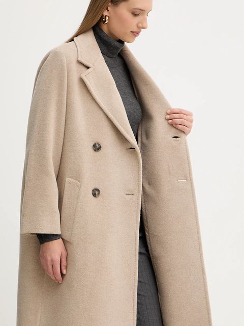 Weekend Max Mara płaszcz z dodatkiem wełny ZUFOLO kolor beżowy 2525016092600