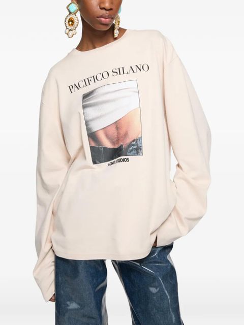 Acne Studios logo-print long-sleeve T-shirt - Neutrals - zdjęcie produktu nr 1