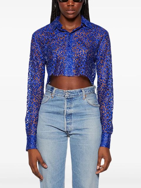 Coperni perforated cropped shirt - Blue - zdjęcie produktu nr 2