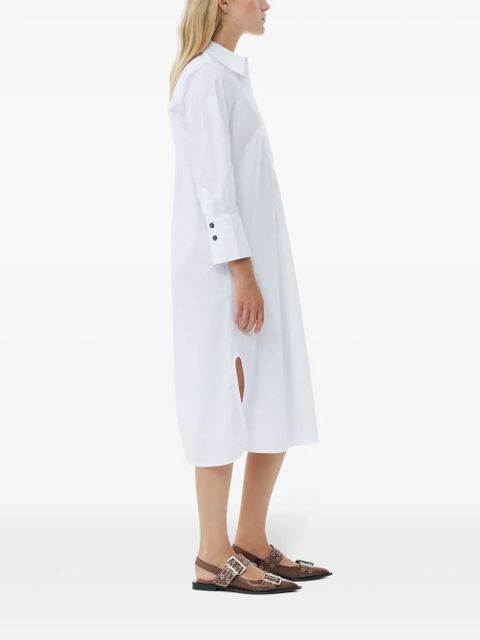 GANNI organic cotton poplin shirtdress - White