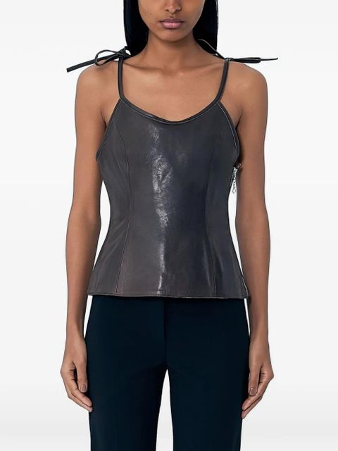 OUR LEGACY tie-straps leather corset top - Brown - zdjęcie produktu nr 1