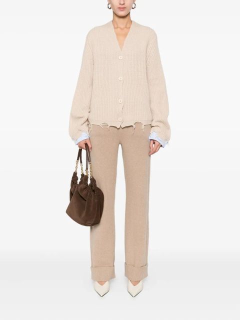 SOLOTRE V-neck distressed-finish cardigan - Neutrals - zdjęcie produktu nr 2