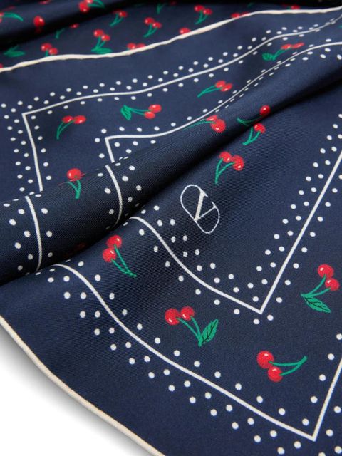 Valentino Garavani Cherryfic silk scarf - Blue