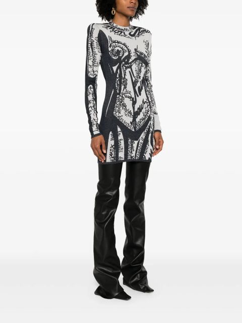 Balmain body-motif embroidered mini dress - Black