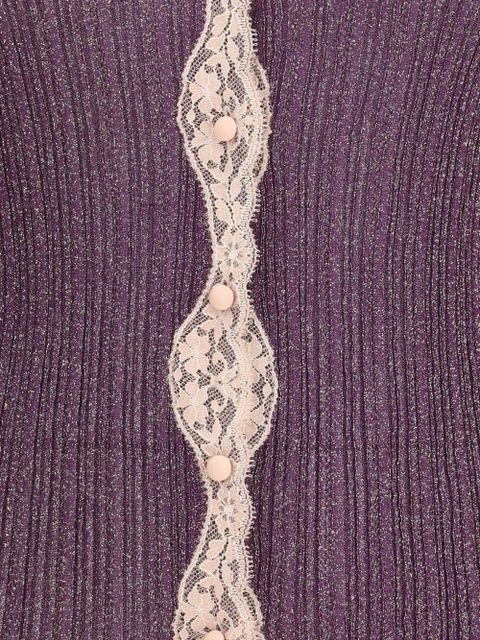 Valentino Garavani lace-trim cardigan - Purple - zdjęcie produktu nr 2
