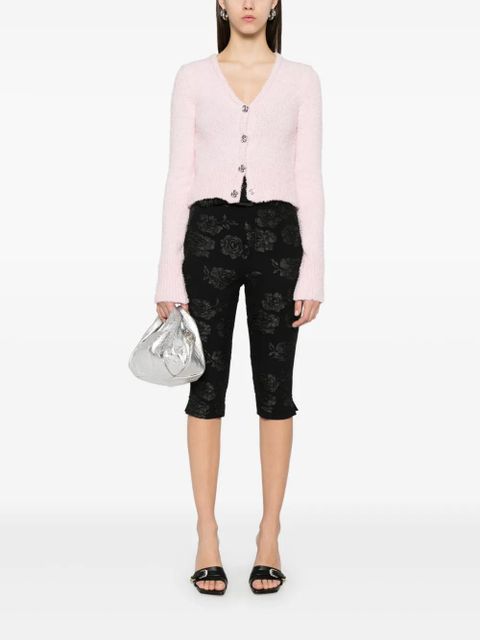 ROTATE BIRGER CHRISTENSEN floral-jacquard capri trousers - Black