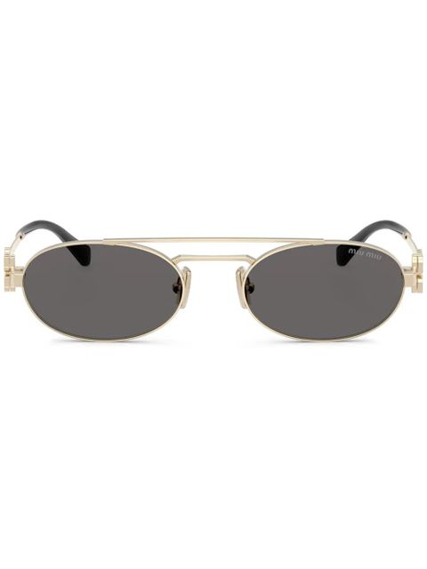 Miu Miu Eyewear logo-lettering sunglasses - Gold - zdjęcie produktu nr 1