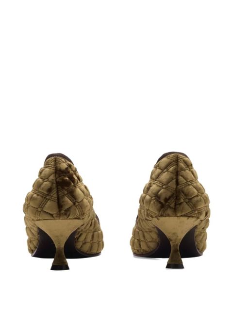 Burberry 55mm quilted-velvet crest pumps - Brown