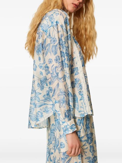 TWINSET floral-pattern laced shirt - Blue