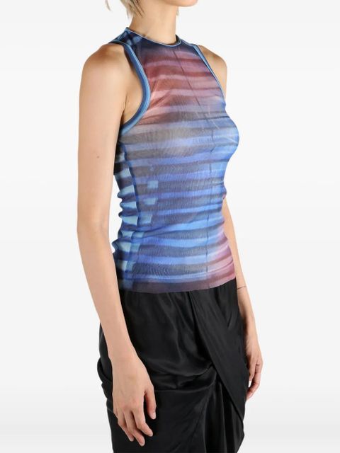 Jean Paul Gaultier striped-pattern mesh top - 565034 LIGHTBLUE/BLUE/PEACH