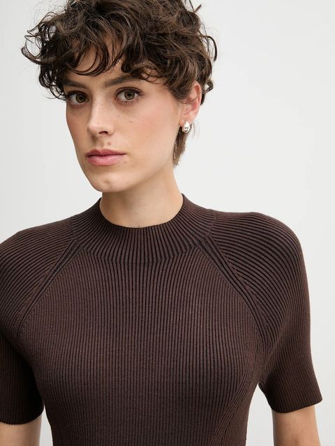 Calvin Klein Jeans sukienka kolor brązowy mini dopasowana LV047D318G