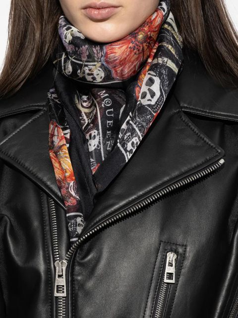 Alexander McQueen floral-pattern scarf - Black