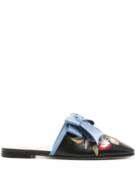 Valentino Garavani floral-embroidered mules - Black - zdjęcie produktu nr 1
