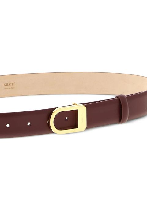 KHAITE smooth saddle leather belt - Brown