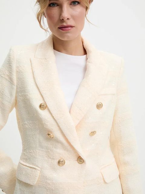 Answear.LAB marynarka kolor beżowy jednorzędowa gładka