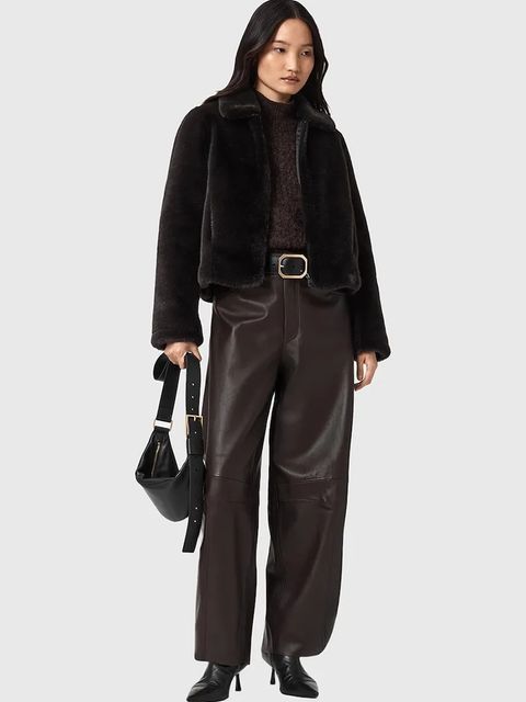 AllSaints kurtka kolor brązowy przejściowa W080OD