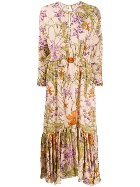 Johanna Ortiz floral-print pleated hem dress - Neutrals - zdjęcie produktu nr 1