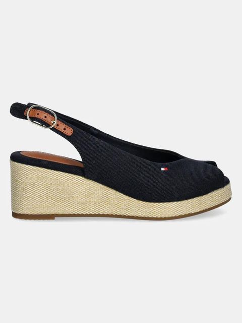Tommy Hilfiger sandały FLAG MID WEDGE ESPAD SLINGBACK kolor granatowy FW0FW08595