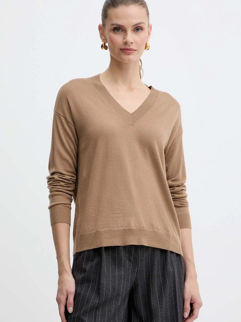 Weekend Max Mara sweter wełniany FIOCCHI damski kolor brązowy lekki 2525366042600 - zdjęcie produktu nr 1