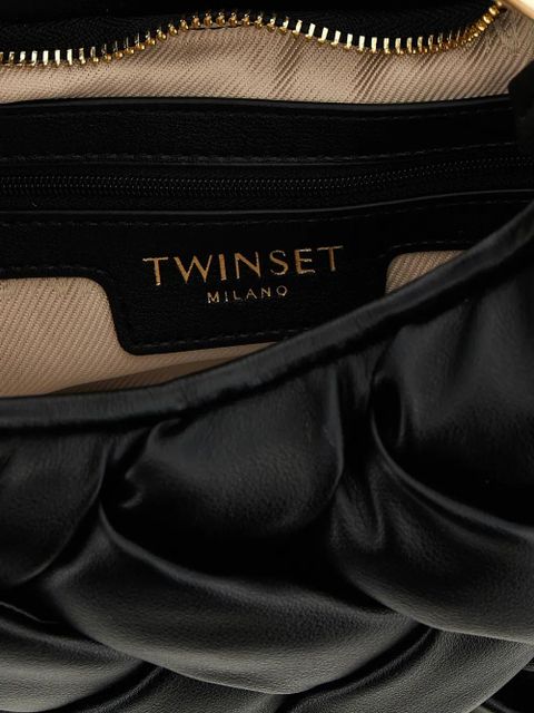 TWINSET Weaved leather-effect tote bag - Black