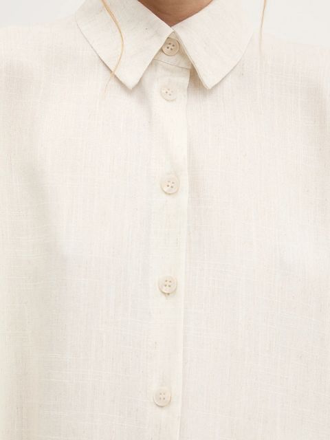 Answear.LAB koszula z lnem damska kolor beżowy relaxed z kołnierzykiem klasycznym