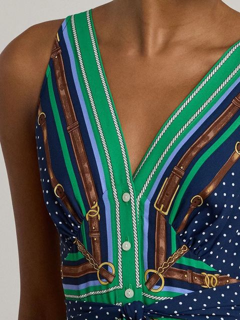 Lauren Ralph Lauren sukienka kolor niebieski maxi rozkloszowana 200P08108