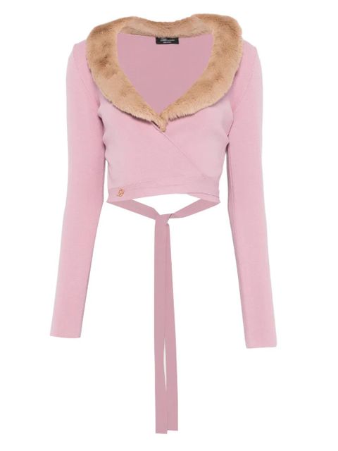 Blumarine faux-fur-collar cardigan - Pink - zdjęcie produktu nr 1