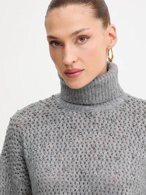 Fracomina sweter damski kolor szary z golfem FS25WT7009K45701