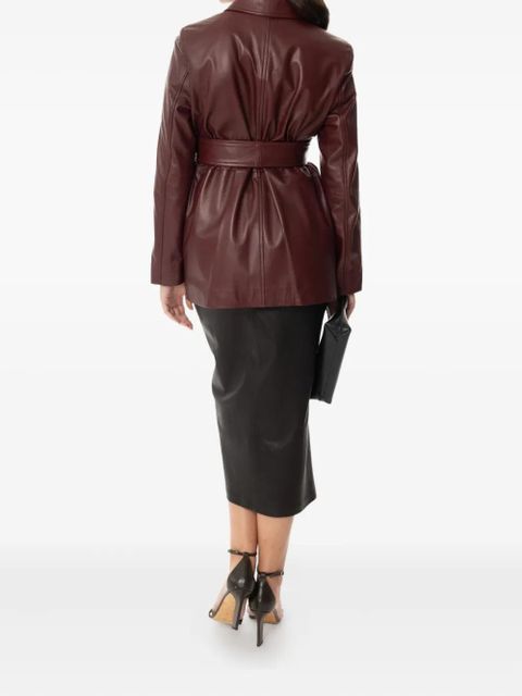 Max Mara Tolmin belted leather coat - Red