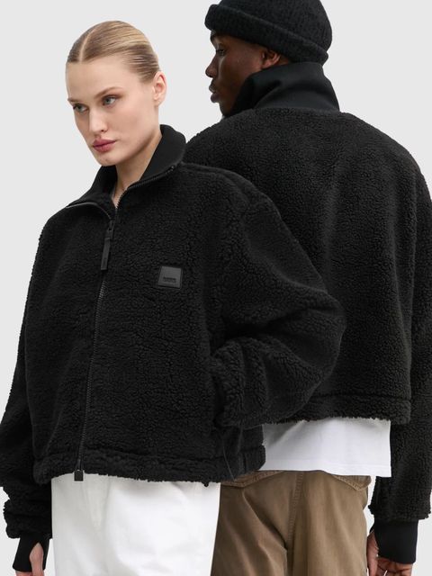 Rains kurtka Kofu Fleece Short Jacket T2 kolor czarny przejściowa 19950-01