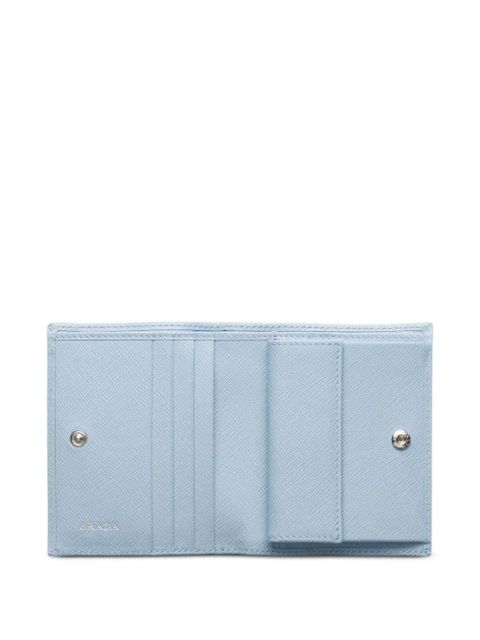 Prada small triangle-logo leather wallet - Blue