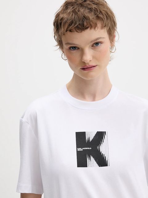 Karl Lagerfeld Jeans t-shirt bawełniany damski kolor biały B1W17055